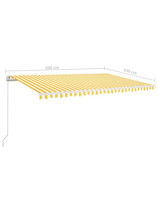 Ručně zatahovací markýza s led světlem 500 x 350 cm žlutobílá