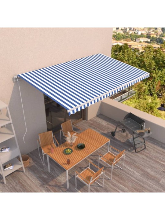 Automatická zatahovací markýza 500 x 350 cm modrobílá