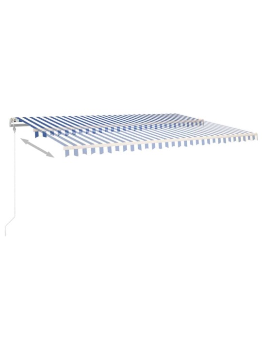 Automatická markýza LED a senzor větru 500 x 350 cm modrobílá
