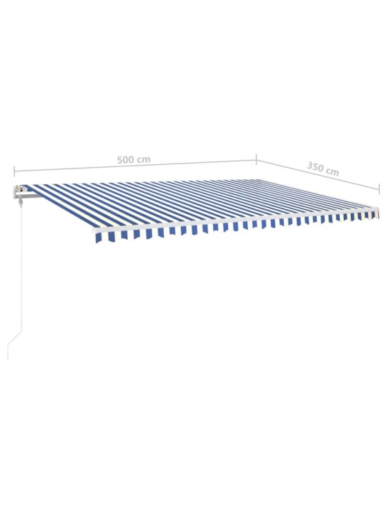 Automatická markýza LED a senzor větru 500 x 350 cm modrobílá