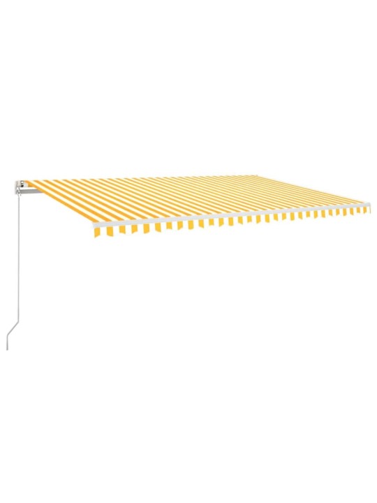 Automatická markýza LED a senzor větru 500 x 350 cm žlutá/bílá