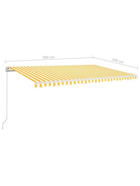 Automatická markýza LED a senzor větru 500 x 350 cm žlutá/bílá
