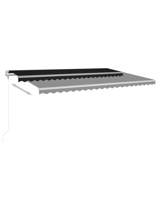 Automatická markýza LED a senzor větru 500 x 350 cm antracitová