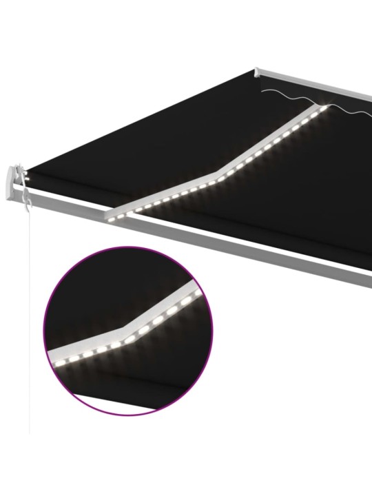 Automatická markýza LED a senzor větru 500 x 350 cm antracitová