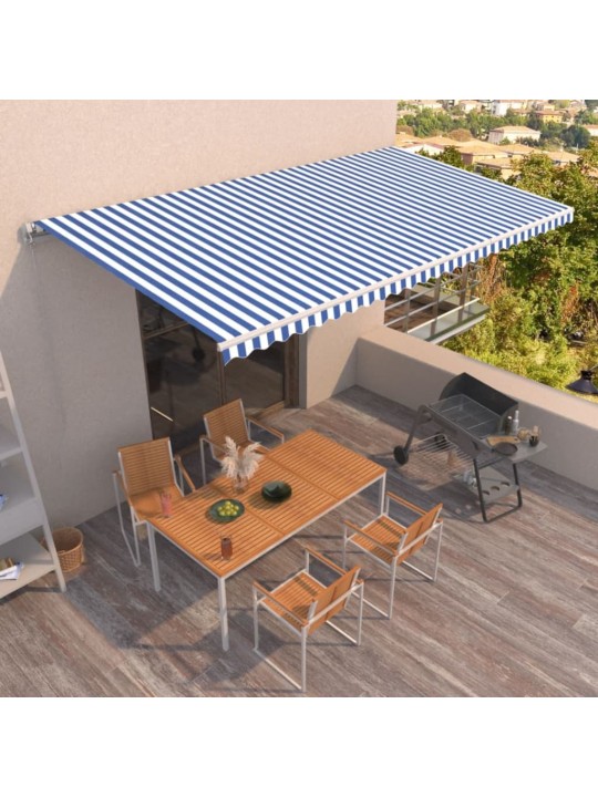 Ručně zatahovací markýza 600 x 350 cm modrobílá