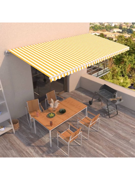 Ručně zatahovací markýza 600 x 350 cm žlutobílá