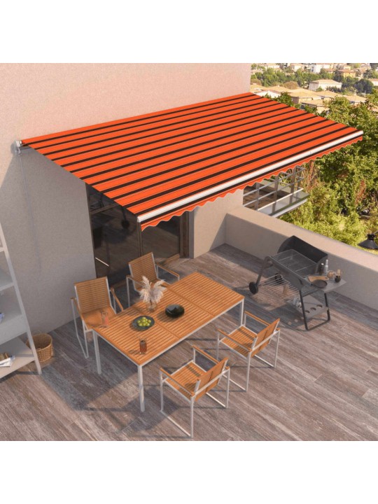 Ručně zatahovací markýza 600 x 350 cm oranžovo-hnědá