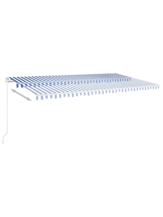 Ručně zatahovací markýza s led světlem 600 x 350 cm modrobílá