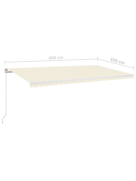 Ručně zatahovací markýza s led světlem 600 x 350 cm krémová