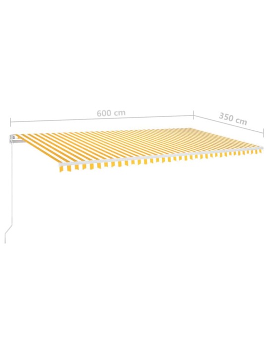 Ručně zatahovací markýza s led světlem 600 x 350 cm žlutobílá