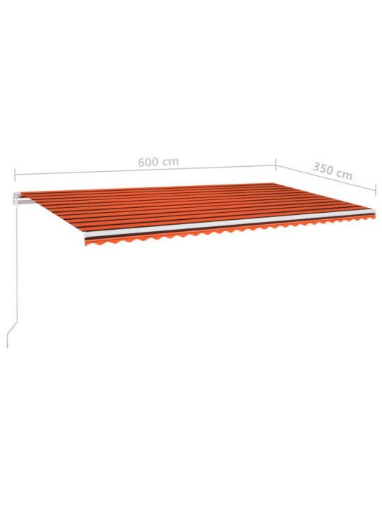 Ručně zatahovací markýza s led světlem 600x350 cm oranžovohnědá