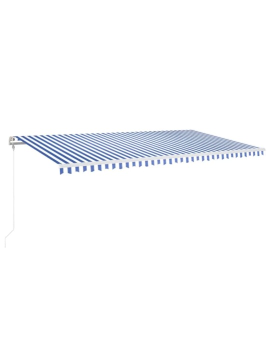 Automatická markýza LED a senzor větru 600 x 350 cm modrobílá