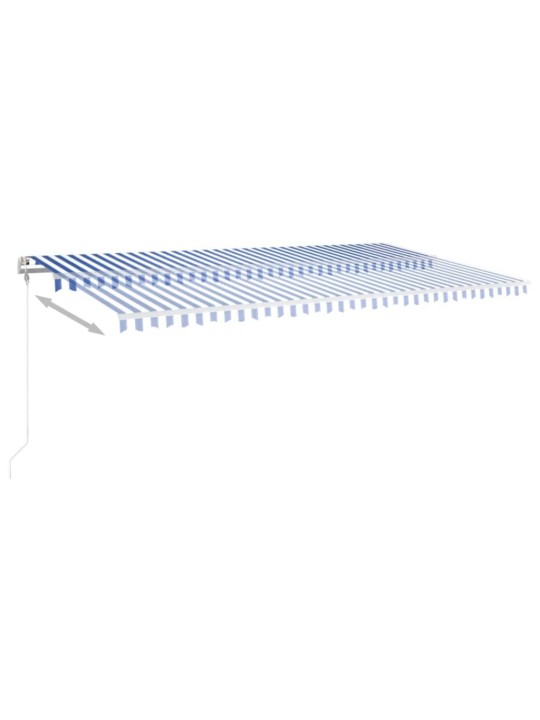 Automatická markýza LED a senzor větru 600 x 350 cm modrobílá