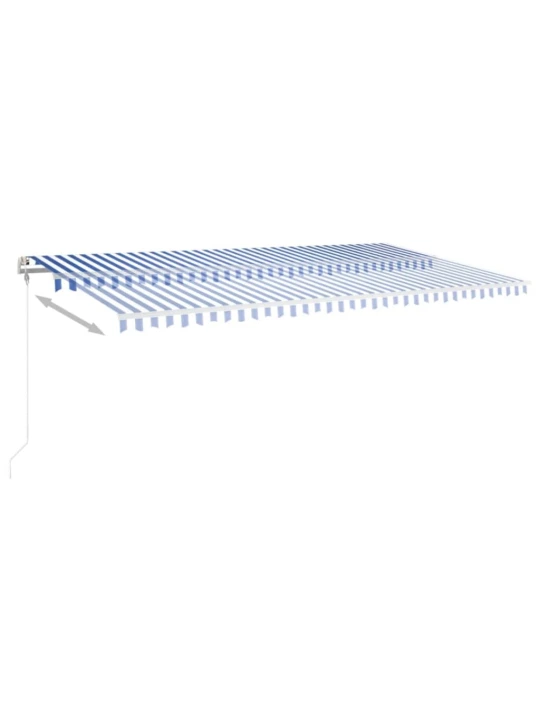 Automatická markýza LED a senzor větru 600 x 350 cm modrobílá