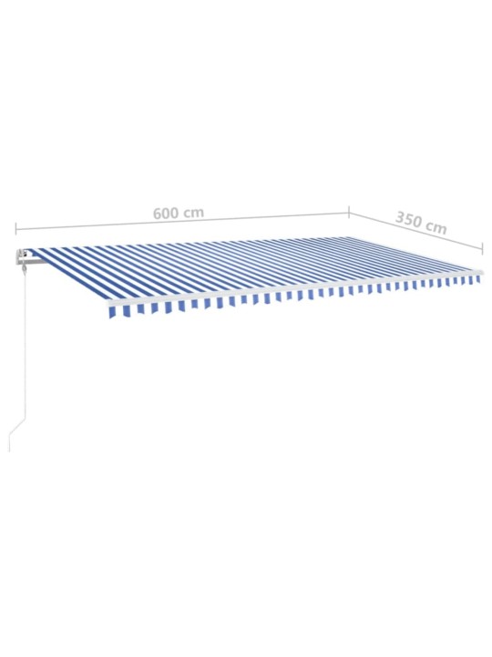 Automatická markýza LED a senzor větru 600 x 350 cm modrobílá