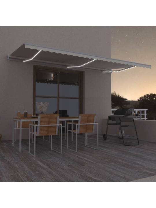Automatická markýza LED a senzor větru 600 x 350 cm krémová