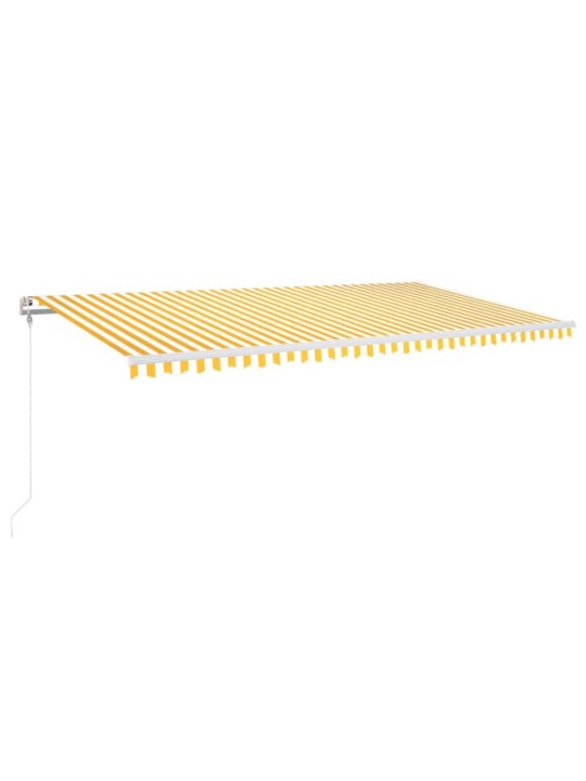 Automatická markýza LED a senzor větru 600 x 350 cm žlutá/bílá