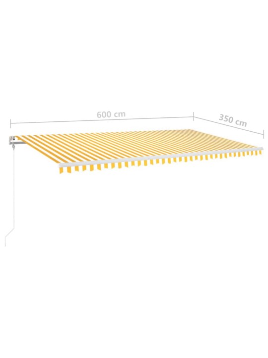 Automatická markýza LED a senzor větru 600 x 350 cm žlutá/bílá