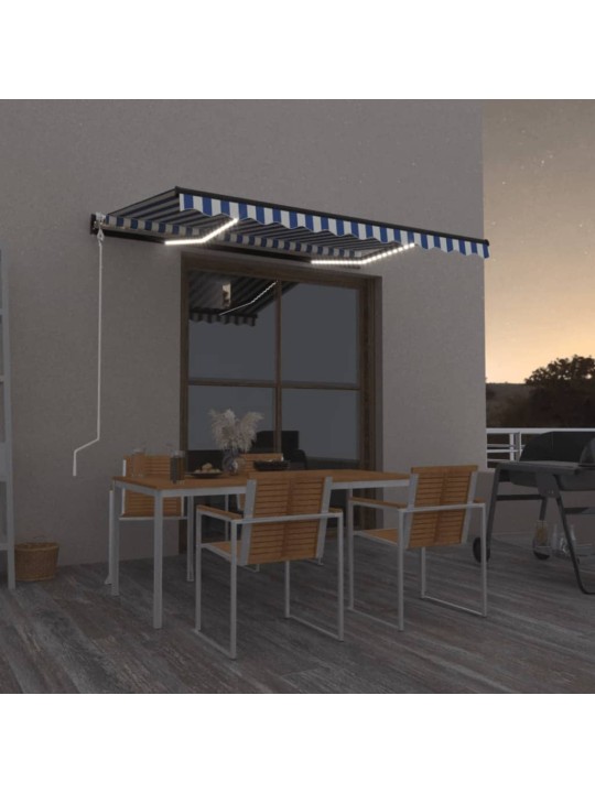 Automatická markýza led a senzor větru 300 x 250 cm modrobílá