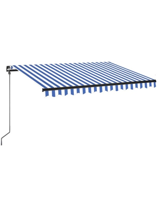 Ručně zatahovací markýza s LED světlem 350 x 250 cm modrobílá