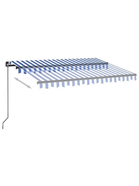 Ručně zatahovací markýza s LED světlem 350 x 250 cm modrobílá