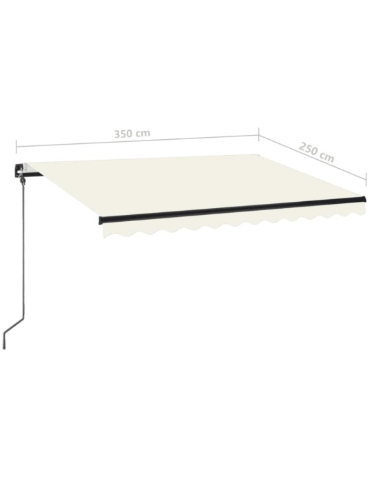 Ručně zatahovací markýza s LED světlem 350 x 250 cm krémová