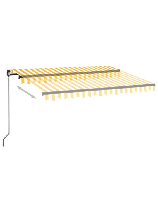 Ručně zatahovací markýza s LED světlem 350 x 250 cm žlutobílá