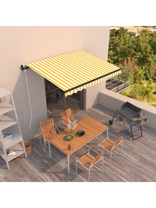 Automatická zatahovací markýza 350 x 250 cm žlutobílá