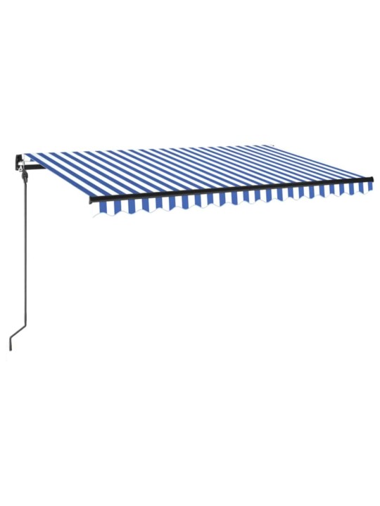 Ručně zatahovací markýza s LED světlem 400x300 cm modrá a bílá