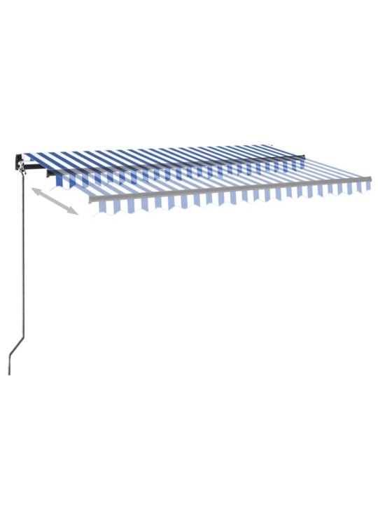 Automatická markýza LED a senzor větru 400 x 300 cm modrobílá