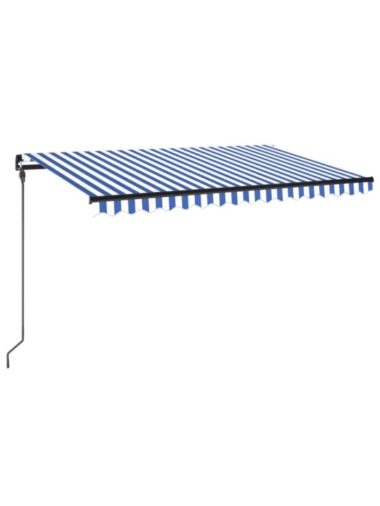 Ručně zatahovací markýza s LED světlem 450 x 300 cm modrobílá