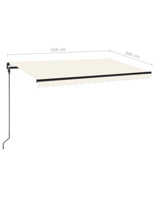 Ručně zatahovací markýza s LED světlem 450 x 300 cm krémová