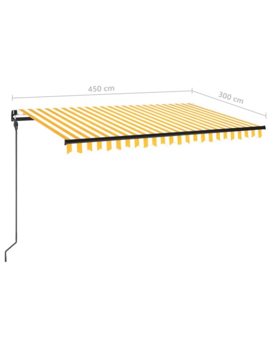 Ručně zatahovací markýza s LED světlem 450 x 300 cm žlutobílá