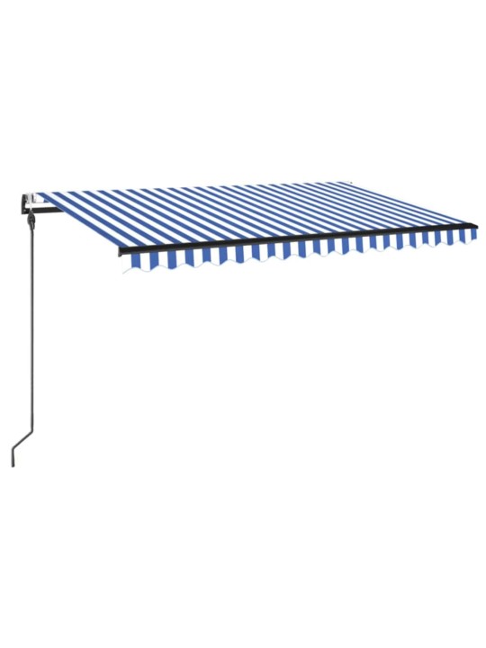 Automatická markýza LED a senzor větru 450 x 300 cm modrobílá