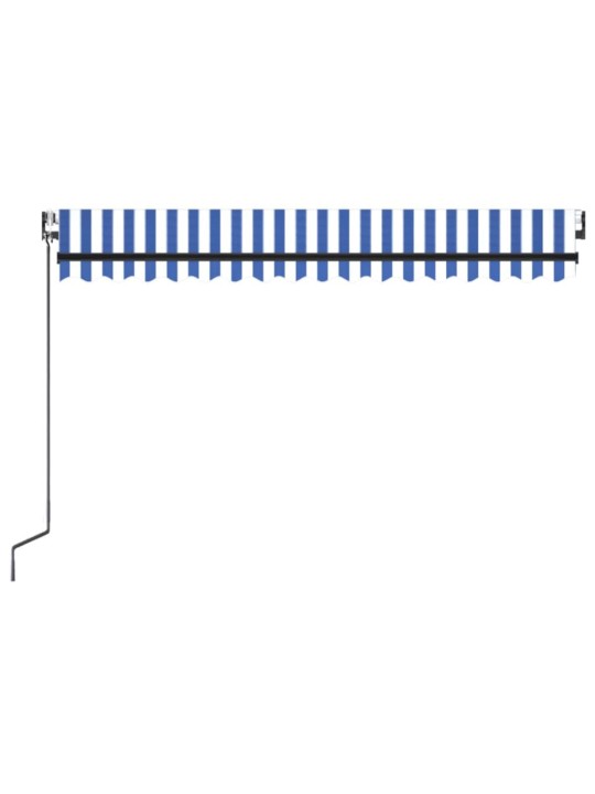 Automatická markýza LED a senzor větru 450 x 300 cm modrobílá