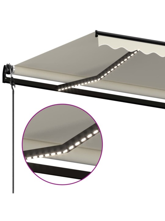 Automatická markýza LED a senzor větru 450 x 300 cm krémová