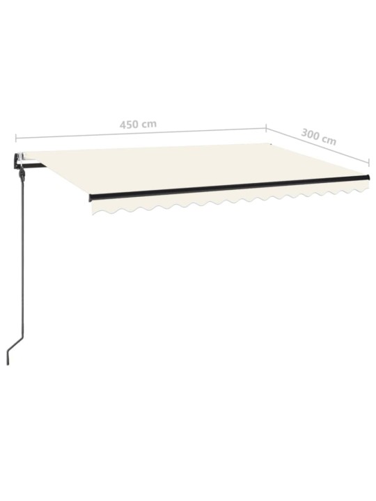 Automatická markýza LED a senzor větru 450 x 300 cm krémová