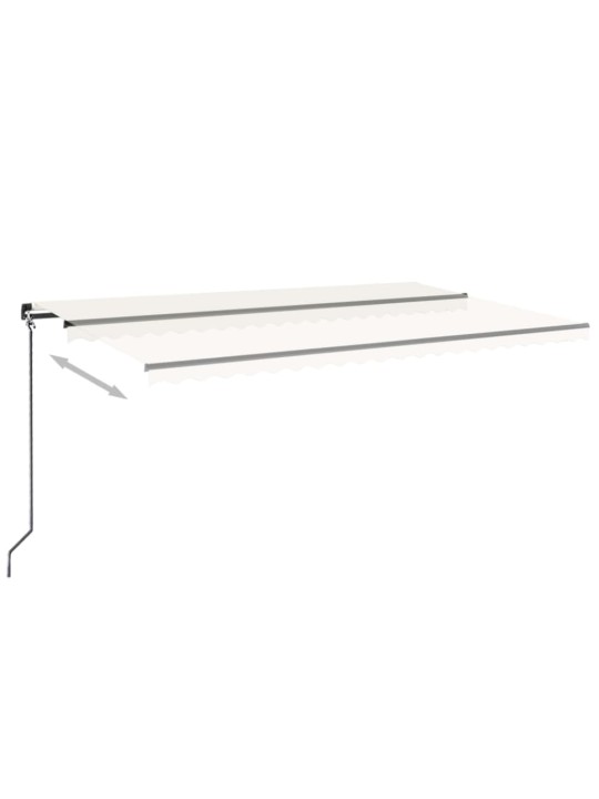 Ručně zatahovací markýza s LED světlem 500 x 300 cm krémová