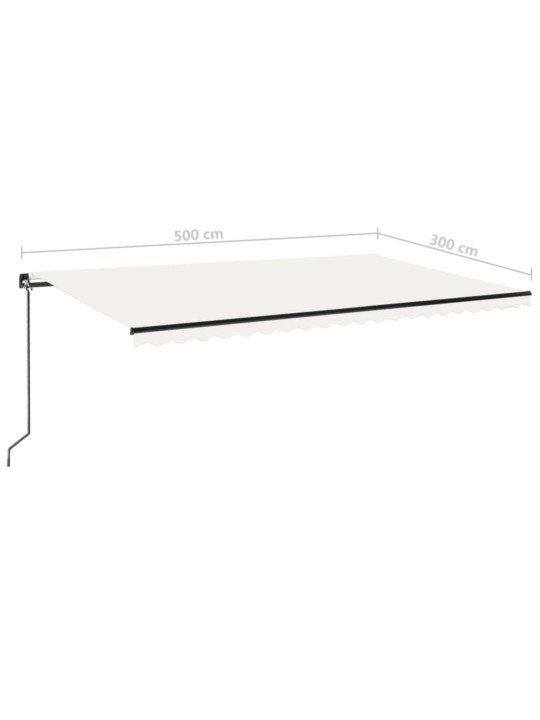Ručně zatahovací markýza s LED světlem 500 x 300 cm krémová