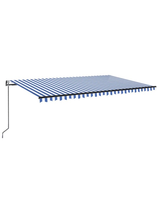 Automatická markýza LED a senzor větru 500 x 300 cm modrobílá