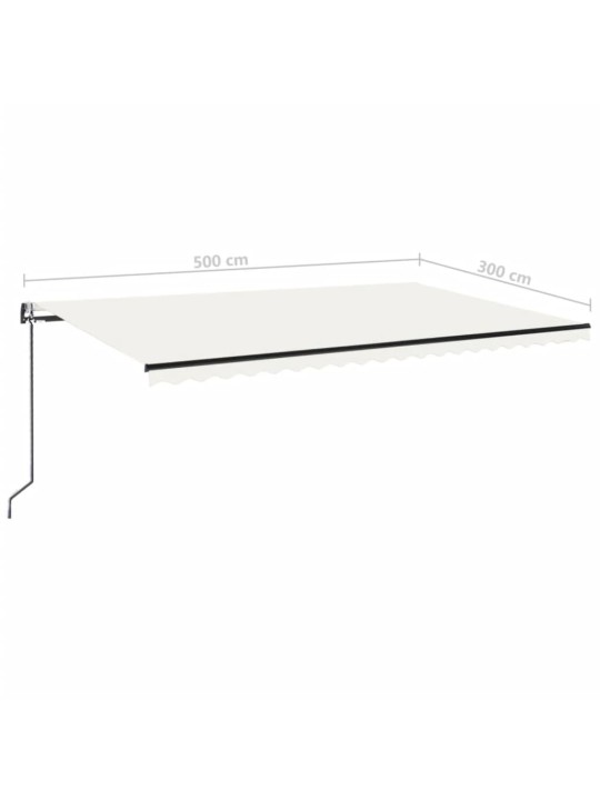 Automatická markýza LED a senzor větru 500 x 300 cm krémová
