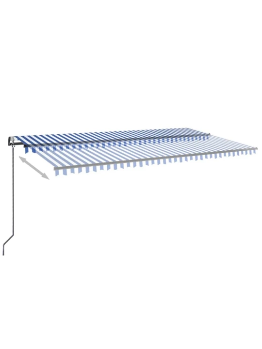 Automatická markýza LED a senzor větru 600 x 300 cm modrobílá