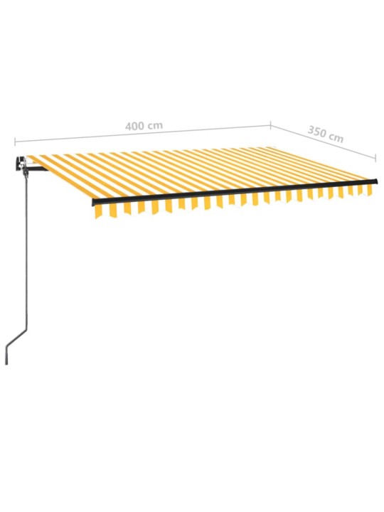 Ručně zatahovací markýza s LED světlem 400 x 350 cm žlutobílá