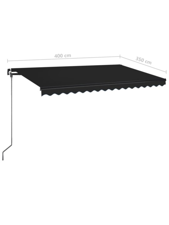 Ručně zatahovací markýza s LED světlem 400 x 350 cm antracitová