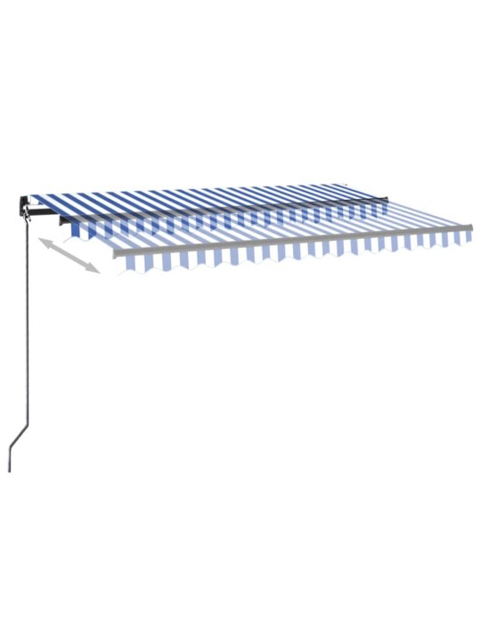 Automatická markýza LED a senzor větru 400 x 350 cm modrobílá