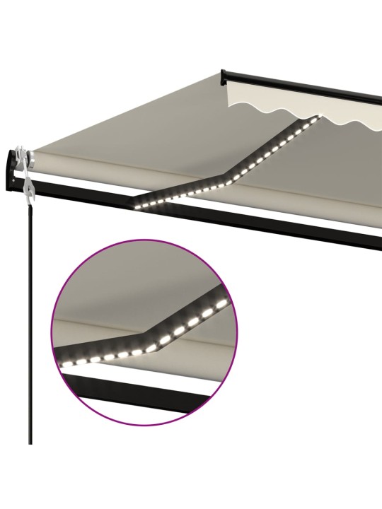 Automatická markýza LED a senzor větru 400x350 cm krémová