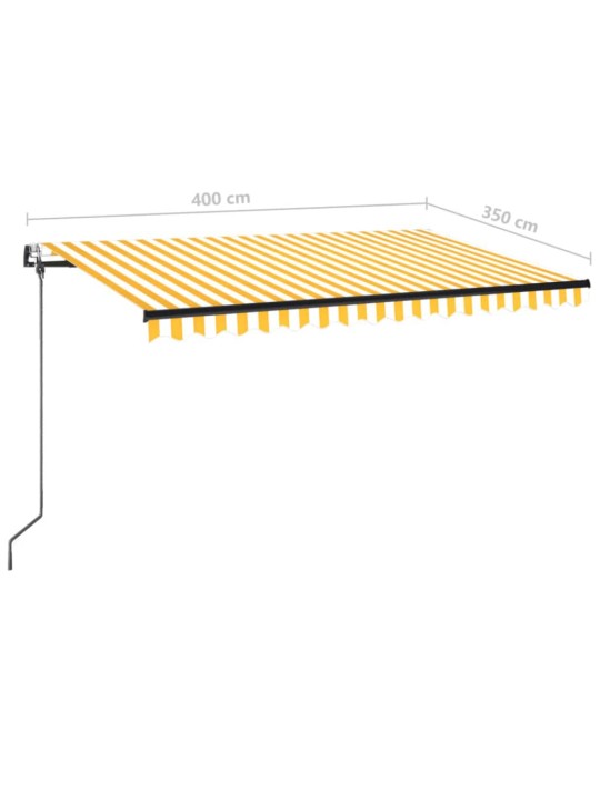 Automatická markýza LED a senzor větru 400x350 cm žlutobílá