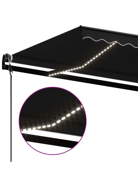Automatická markýza LED a senzor větru 400x350 cm antracitová