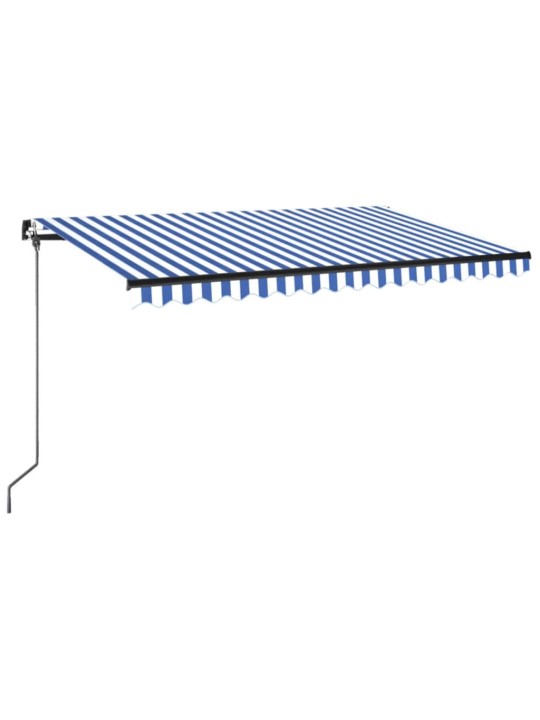 Ručně zatahovací markýza s LED světlem 450 x 350 cm modrobílá