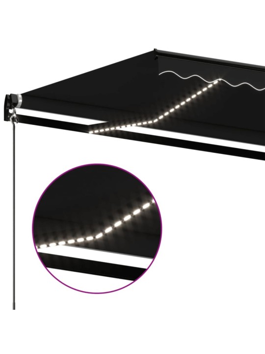 Ručně zatahovací markýza s LED světlem 450 x 350 cm antracitová